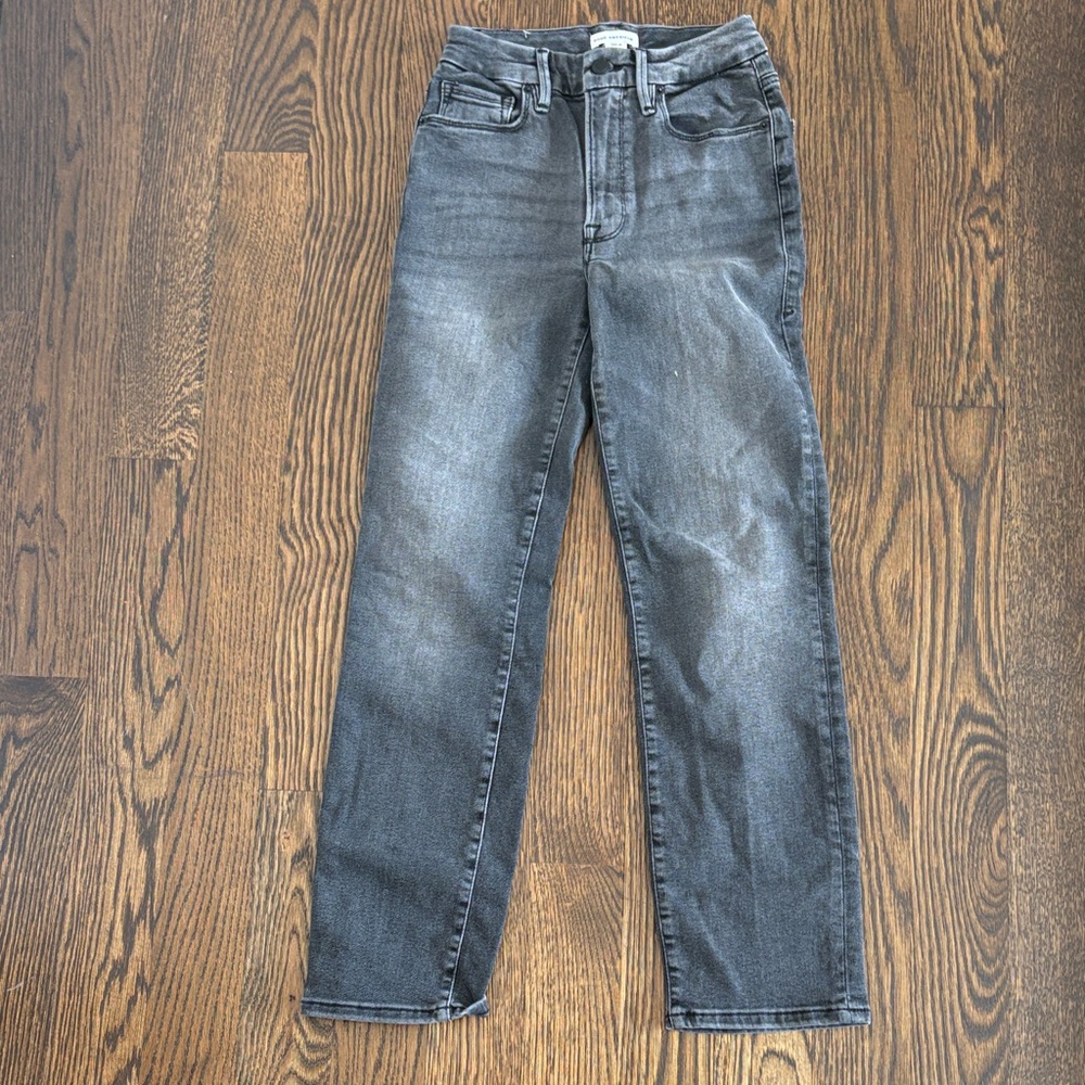 Good American Charcoal Straight Leg Jeans